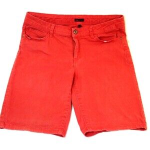 Sofia Vergara Cherry Red Denim Spandex Stretch 5 Pocket Bermuda Shorts Size 12